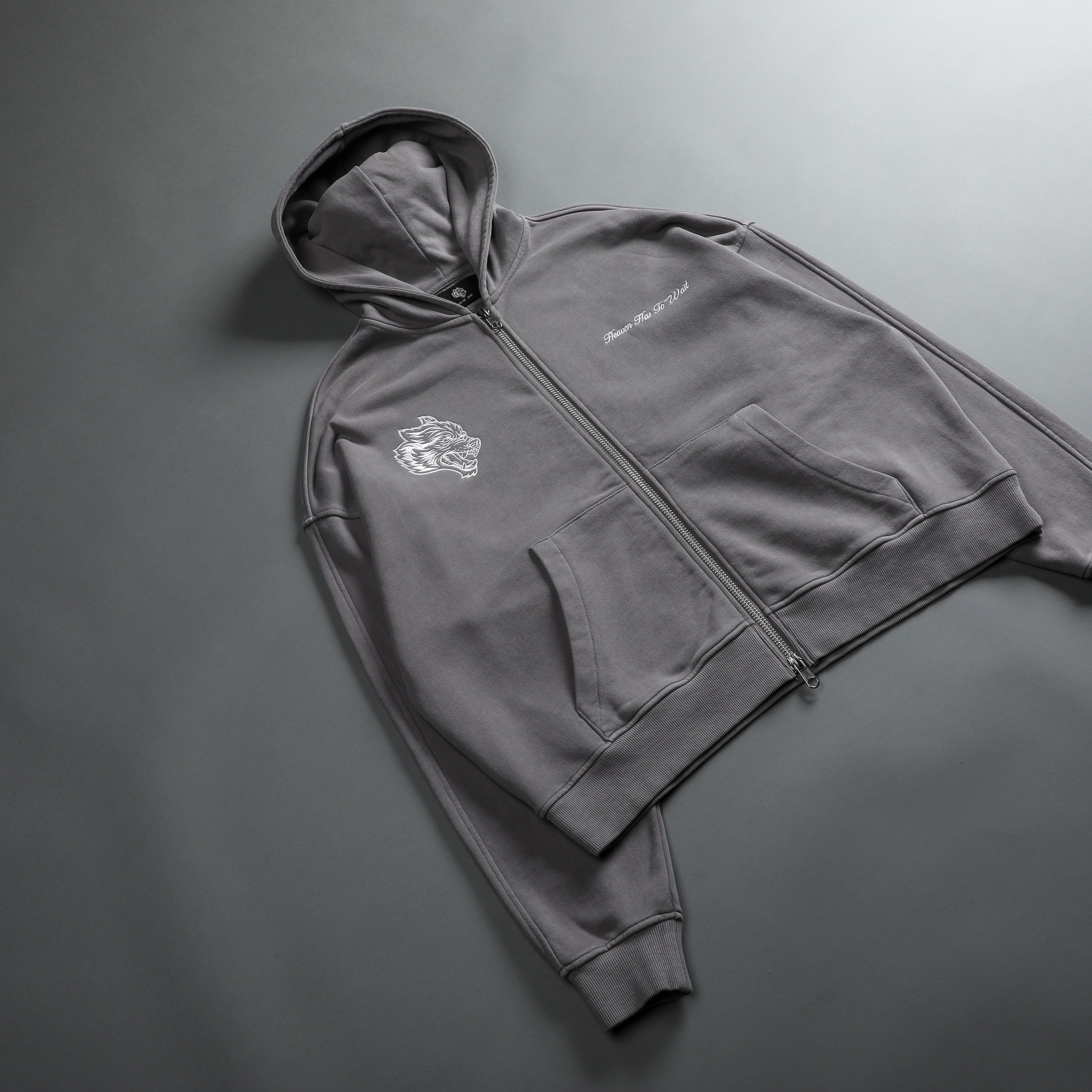 Time Darco Double Zip Hoodie in Pale Gray