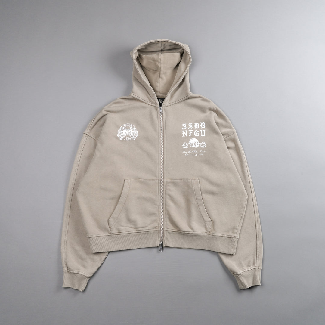 Brothers And Sisters Forever Darco Double Zip Hoodie in Taupe