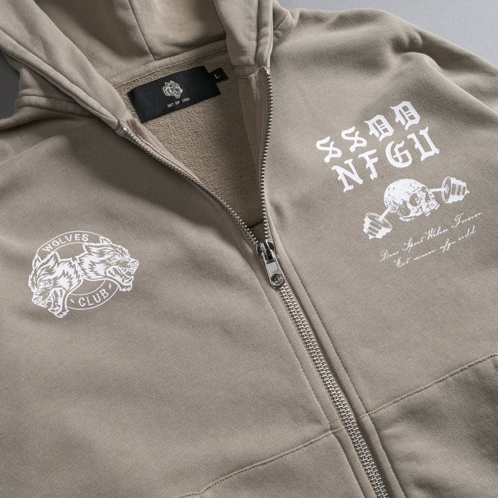 Brothers And Sisters Forever Darco Double Zip Hoodie in Taupe
