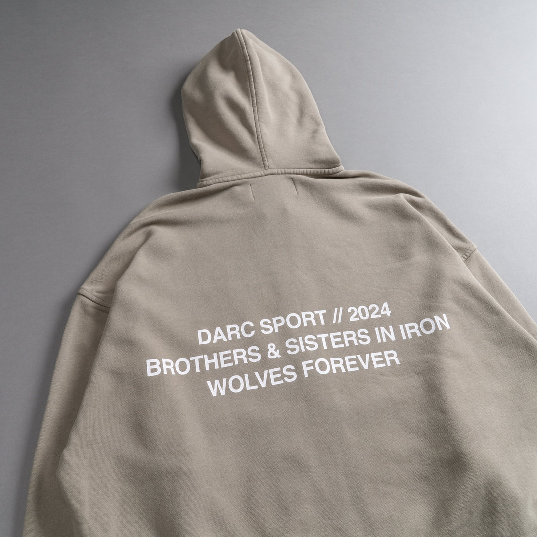 Brothers And Sisters Forever Darco Double Zip Hoodie in Taupe