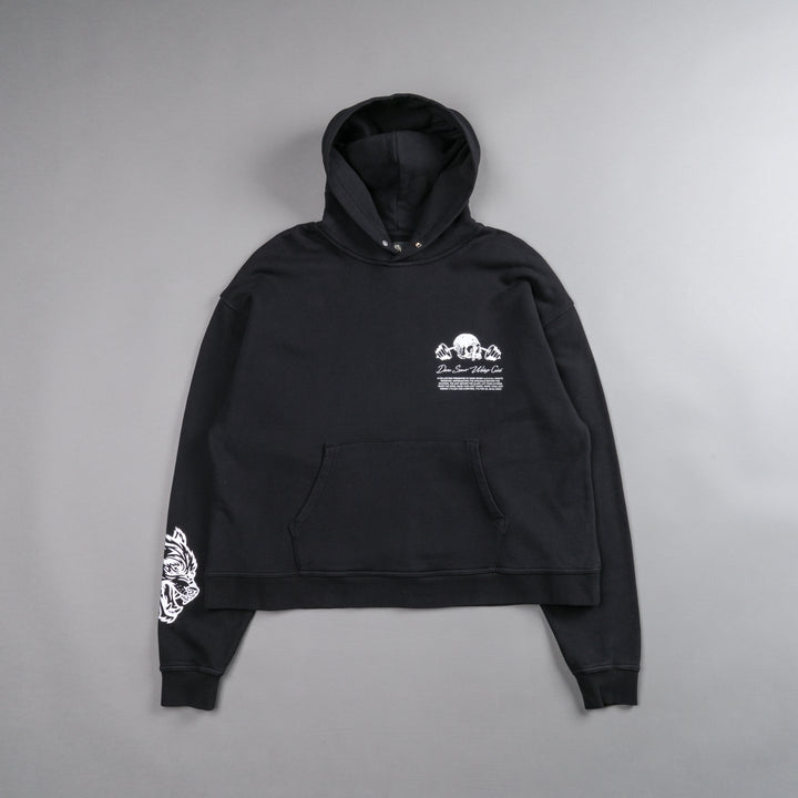 Weighted Skull "Box Cut" Hoodie in Black