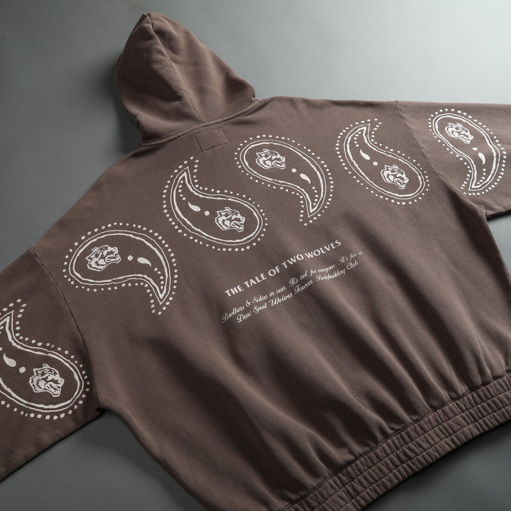 Southwest Paisley "Vintage Chambers" Zip Hoodie in Mojave Brown