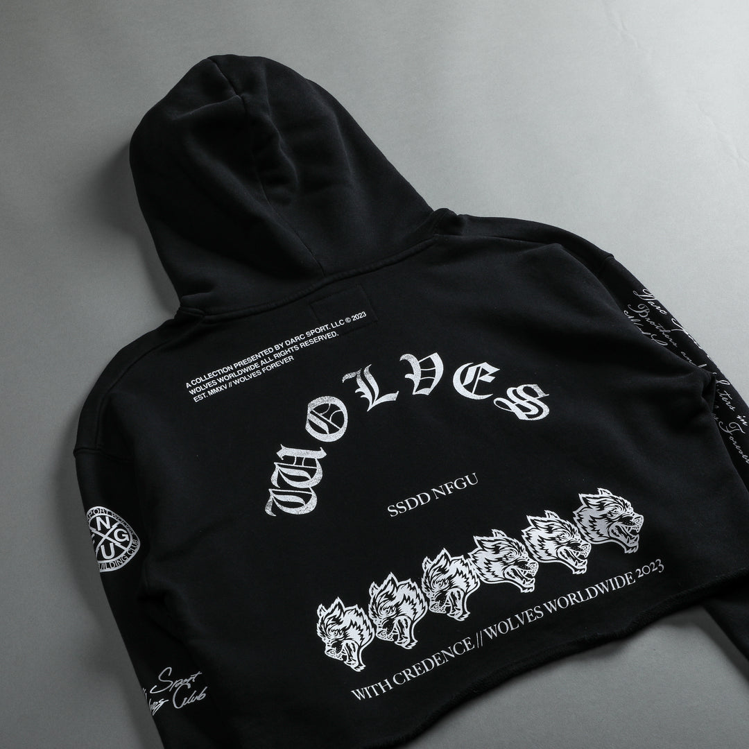 With Credence "Vintage Pierce" (Cropped) Hoodie in Black