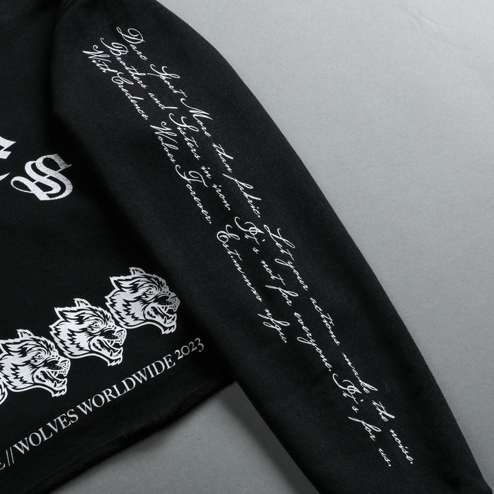 With Credence "Vintage Pierce" (Cropped) Hoodie in Black