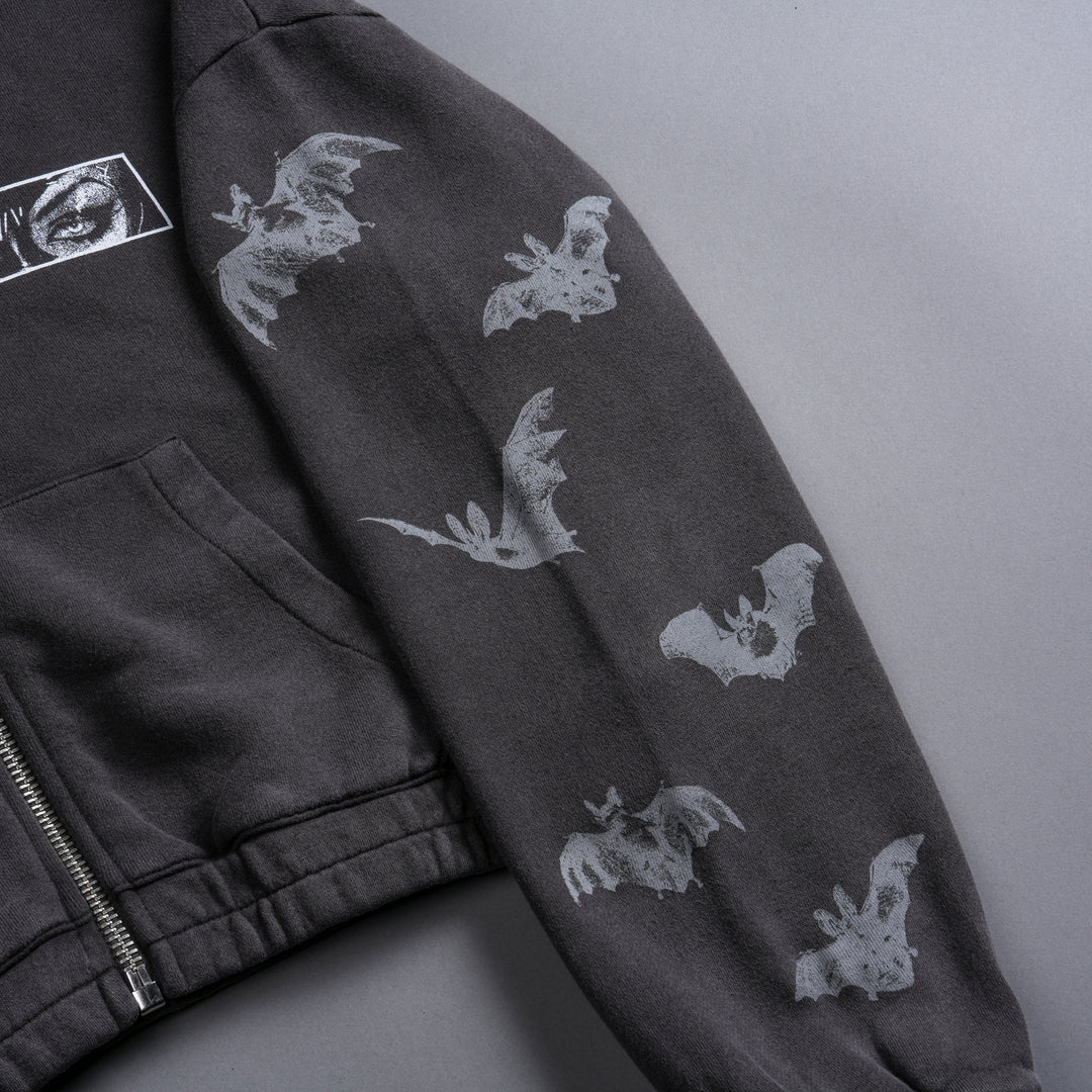 Villain "Chambers" (Cropped) Zip Hoodie in Wolf Gray