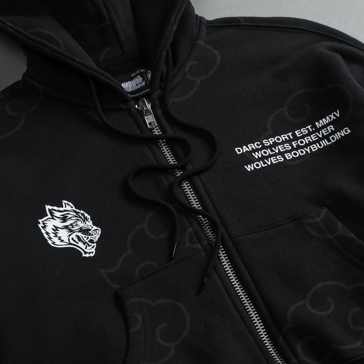 Float On "Sage" (Cropped) Zip Hoodie in Black
