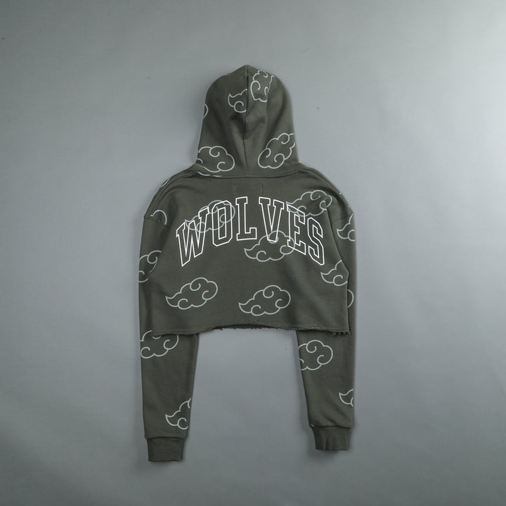 Floating "Utah" (Cropped) Hoodie in Pine Green