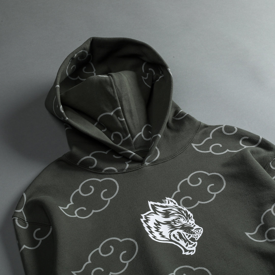 Floating "Utah" (Cropped) Hoodie in Pine Green