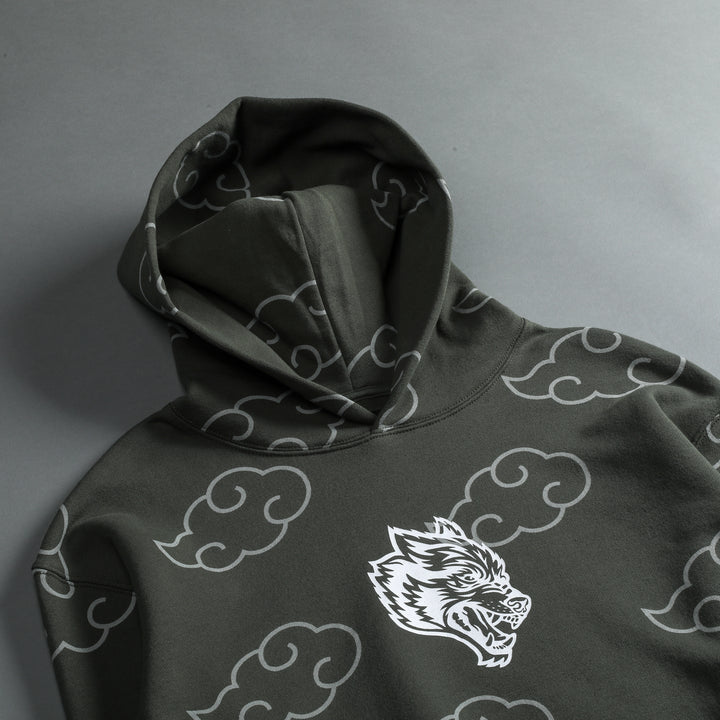 Floating "Utah" (Cropped) Hoodie in Pine Green