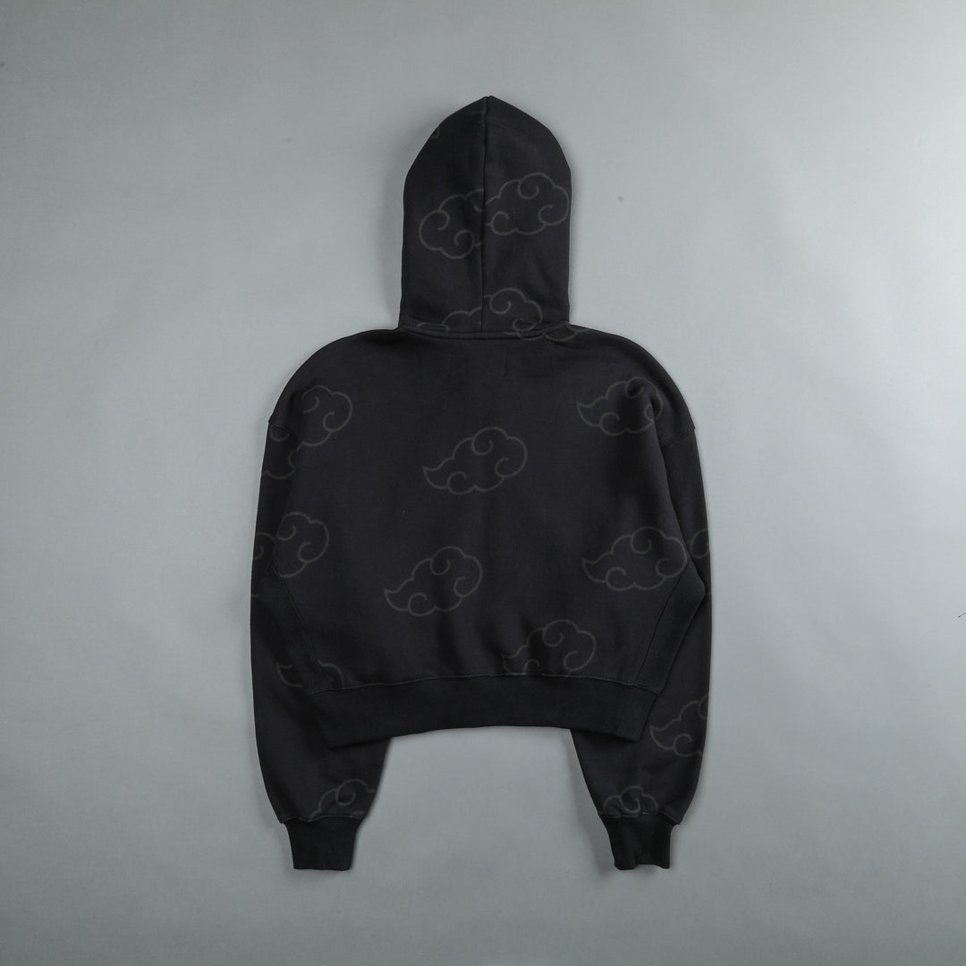 Float On "Sage" (Cropped) Zip Hoodie in Black