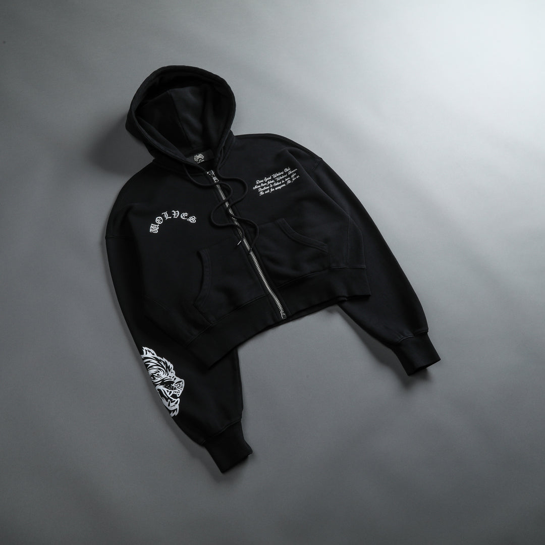 Always Riding "Sage" (Cropped) Zip Hoodie in Black