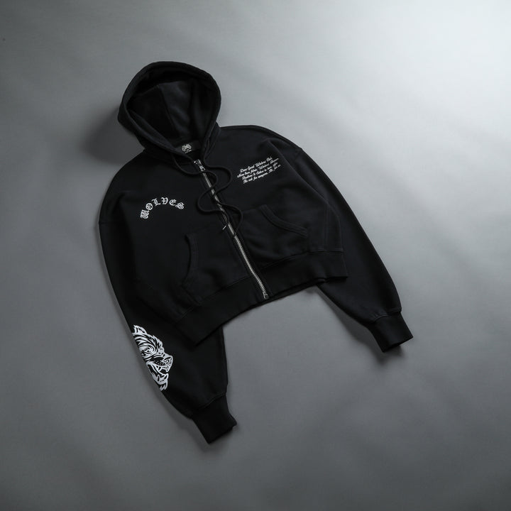 Always Riding "Sage" (Cropped) Zip Hoodie in Black