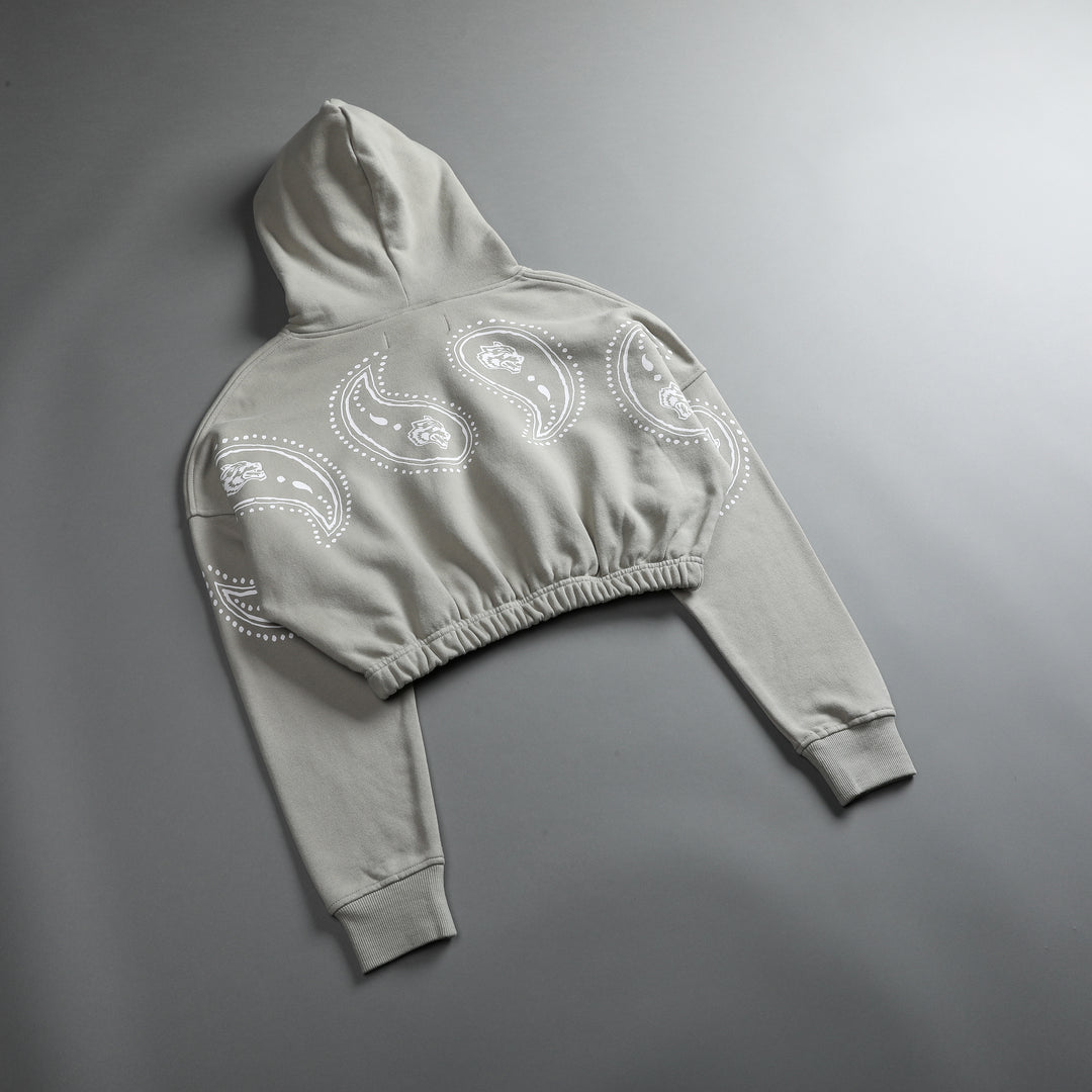 Southwest Paisley "McCauley" (Cropped) Hoodie in Cactus Gray