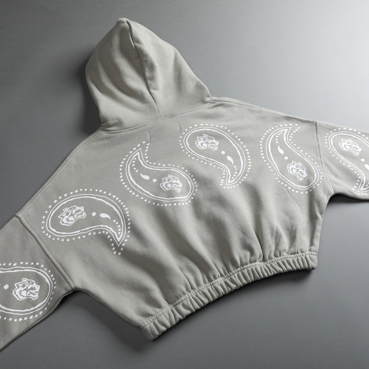 Southwest Paisley "McCauley" (Cropped) Hoodie in Cactus Gray