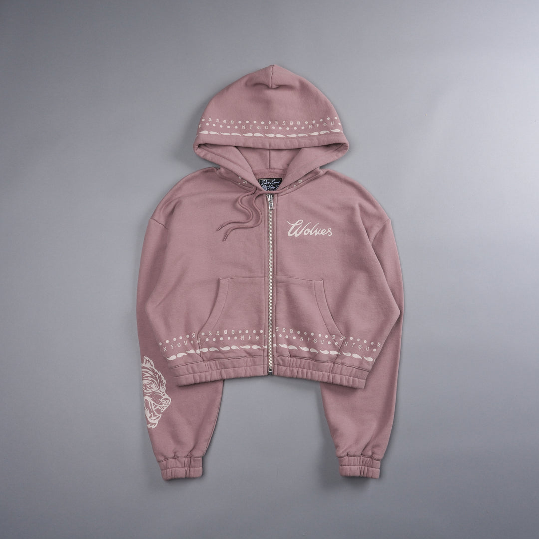 Western Wolves "Vintage Chambers" (Cropped) Zip Hoodie in Midnight Mauve