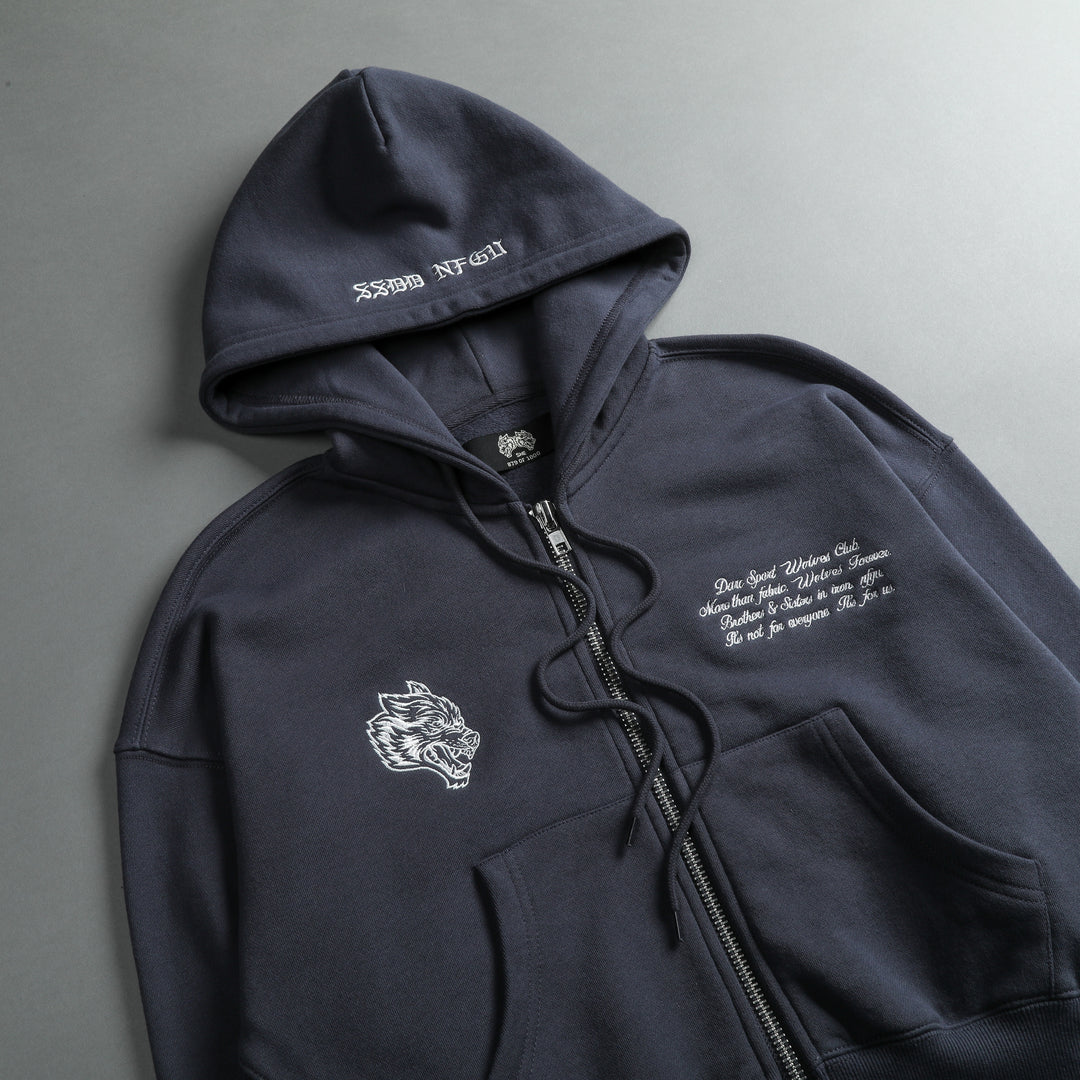 The Spirit "Sage" (Cropped) Zip Hoodie in Midnight Blue