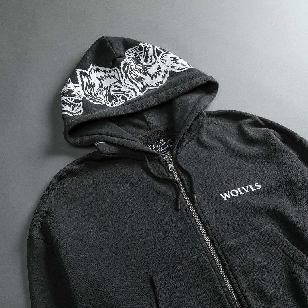 Halo "Vintage Chambers" (Cropped) Zip Hoodie in Wolf Gray