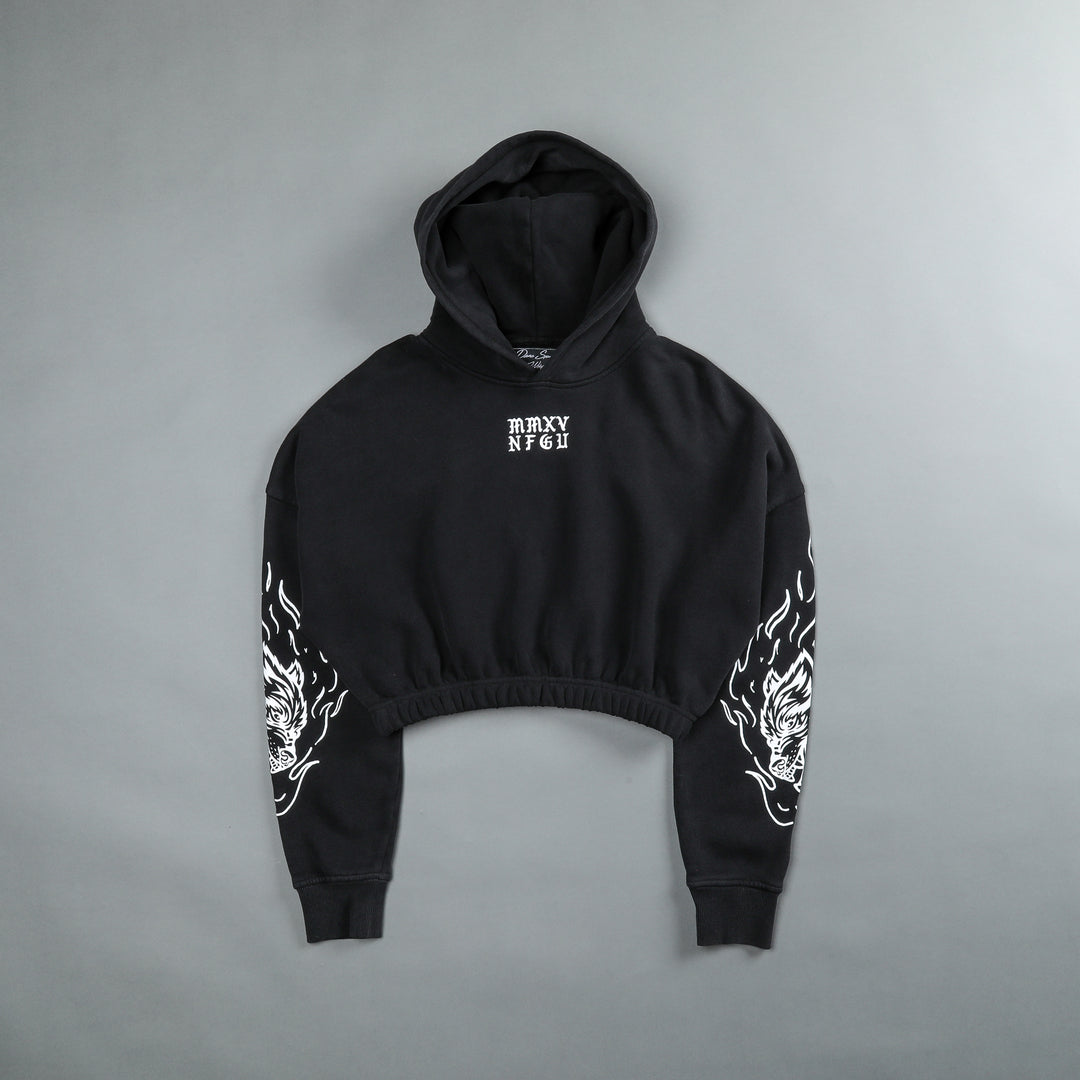 In The Fire "Vintage McCauley" (Cropped) Hoodie in Black