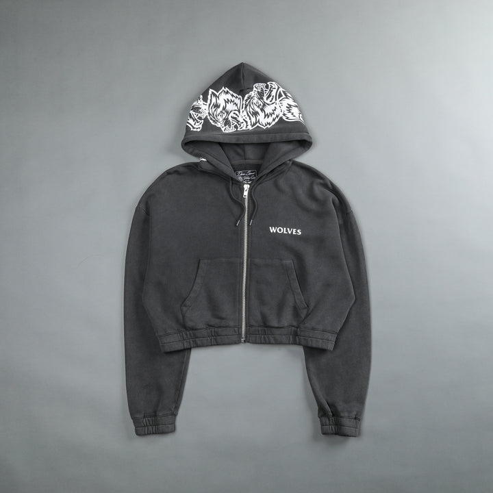 Halo "Vintage Chambers" (Cropped) Zip Hoodie in Wolf Gray