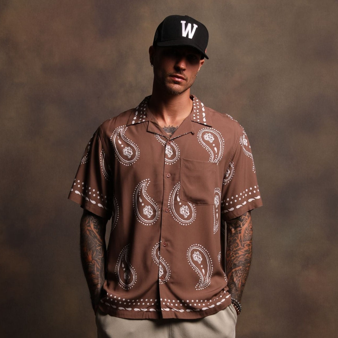 Southwest Paisley Ace Button Up Shirt in Mojave Brown
