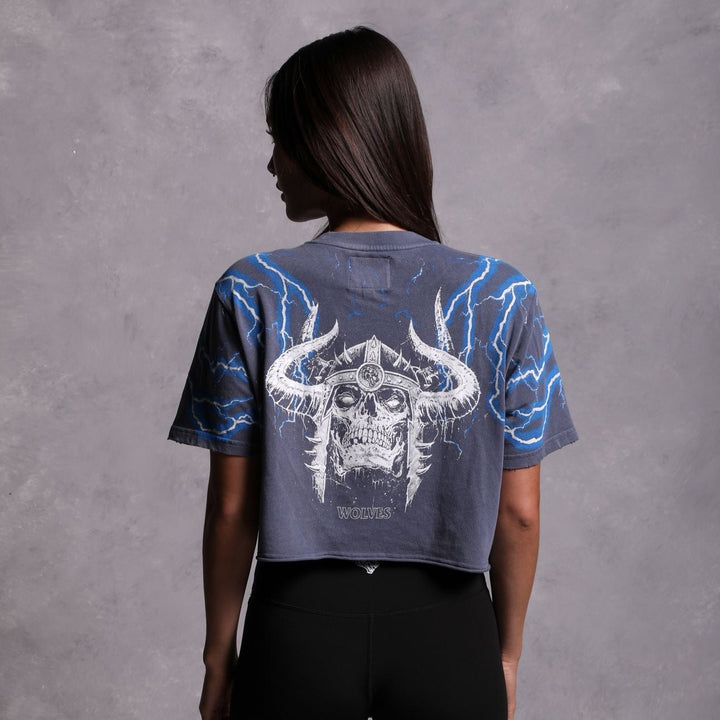 Above Us "Premium Vintage" Distressed (Cropped) Tee in Norse Blue