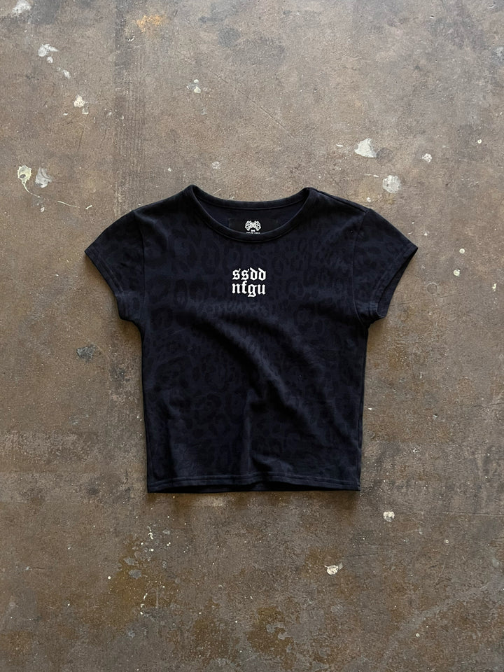 SSDDNFGU Wolf "Baby" Tee in Charcoal Leopard
