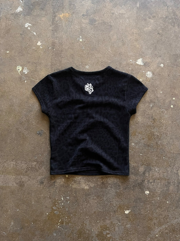 SSDDNFGU Wolf "Baby" Tee in Charcoal Leopard