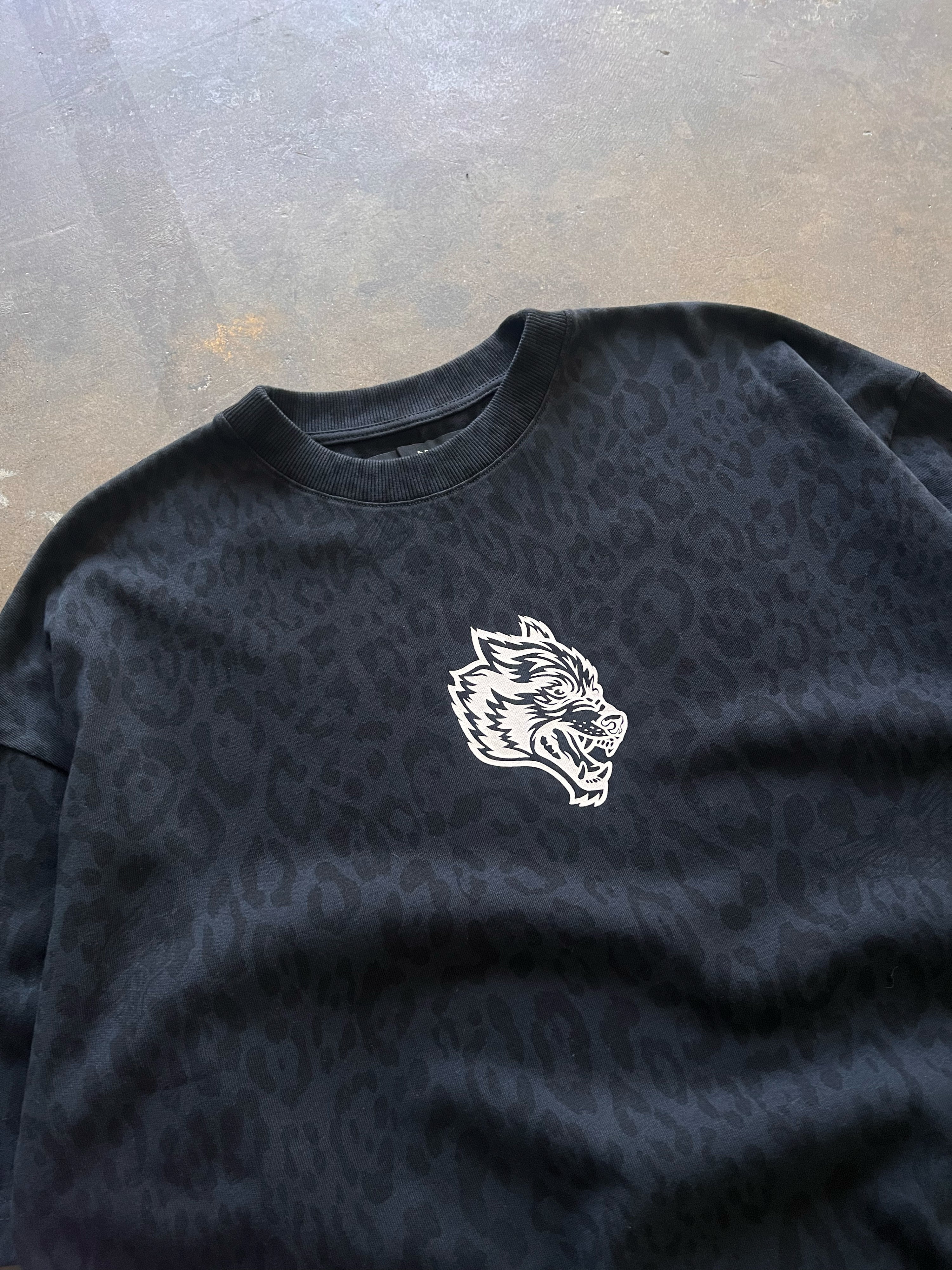 Big Wolf Loyalty "Premium" Oversized Tee in Charcoal Leopard