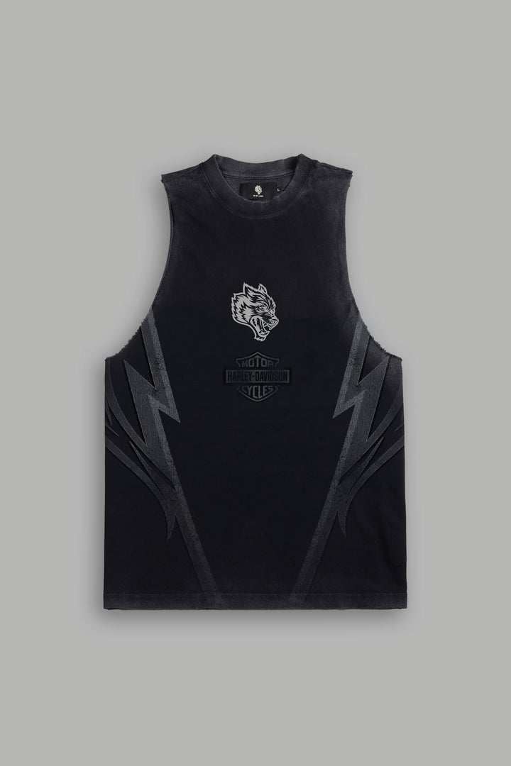 Iron Sakura Tommy Muscle Tee in Black Drift Wash
