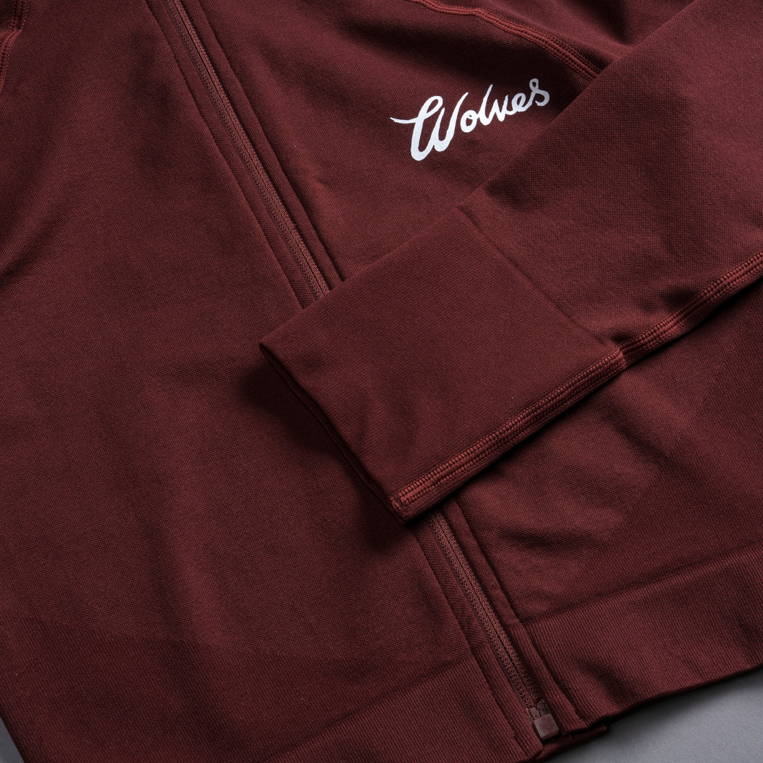 Our League "Everson Seamless" Yasmin L/S Zip Top in Oxblood