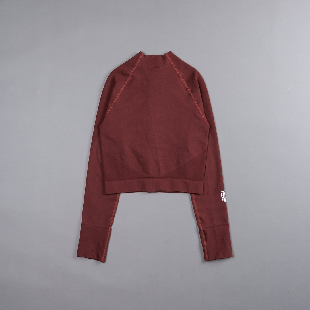 Our League "Everson Seamless" Yasmin L/S Zip Top in Oxblood