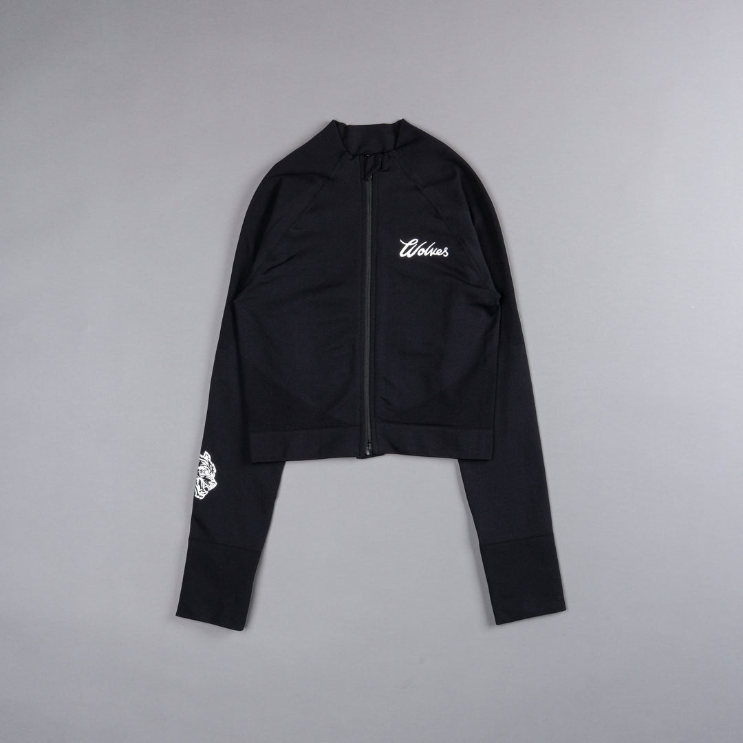 Our League "Everson Seamless" Yasmin L/S Zip Top in Black