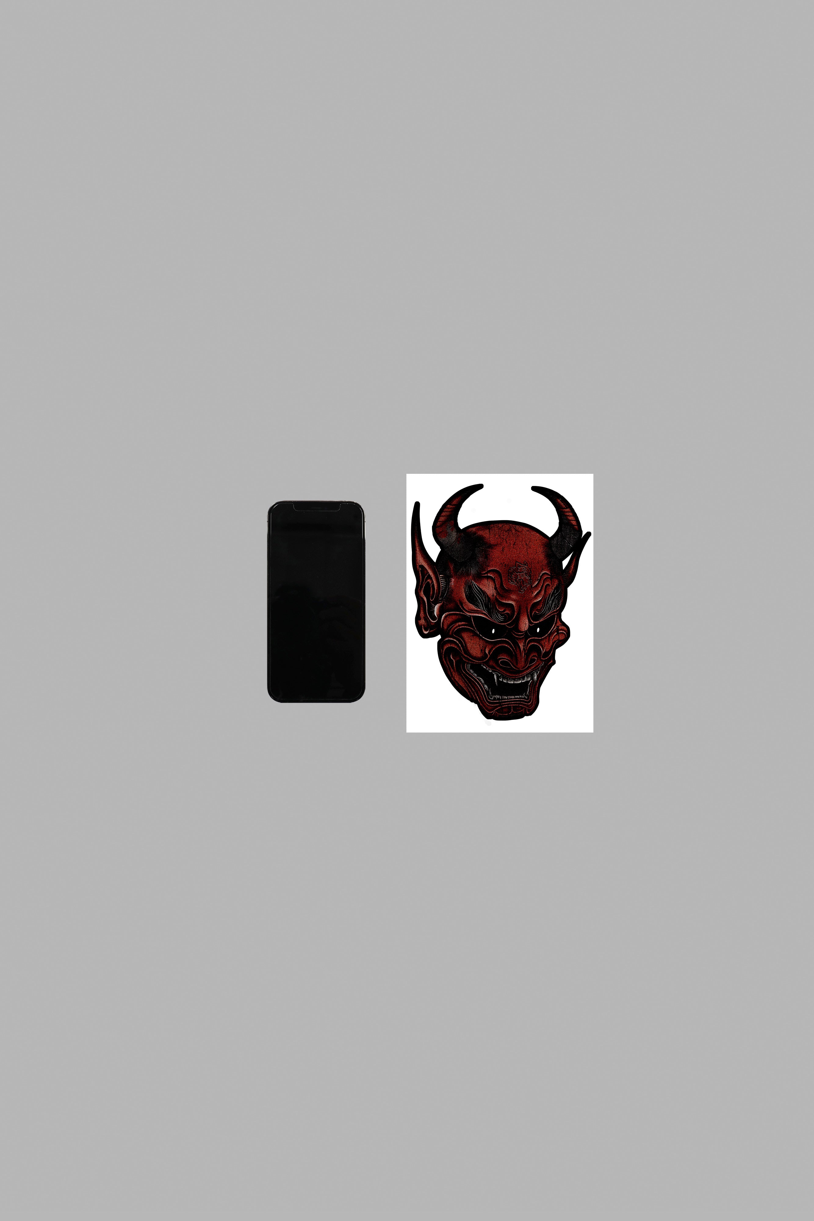 Oni Mask Large Sticker in Red