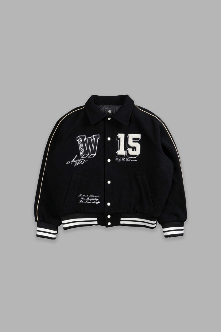Team Roxy Box Cut Rudy Lettermans Jacket in Black