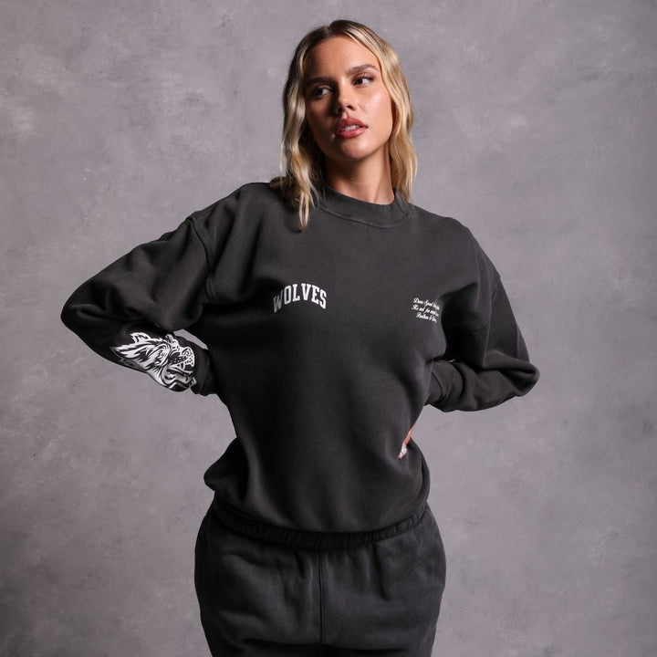 Sewn Together "Vintage Cornell" She Crewneck in Wolf Gray