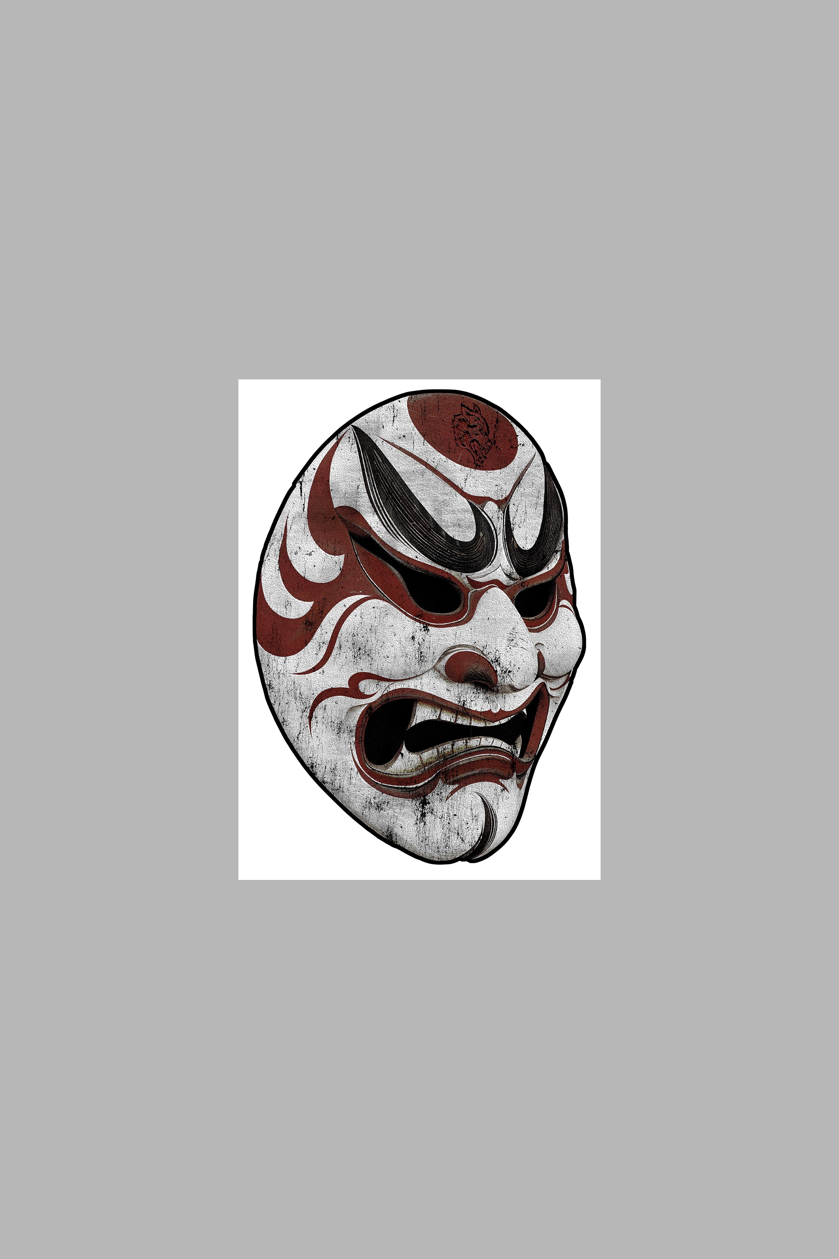 Kabuki Mask Large Sticker in Red