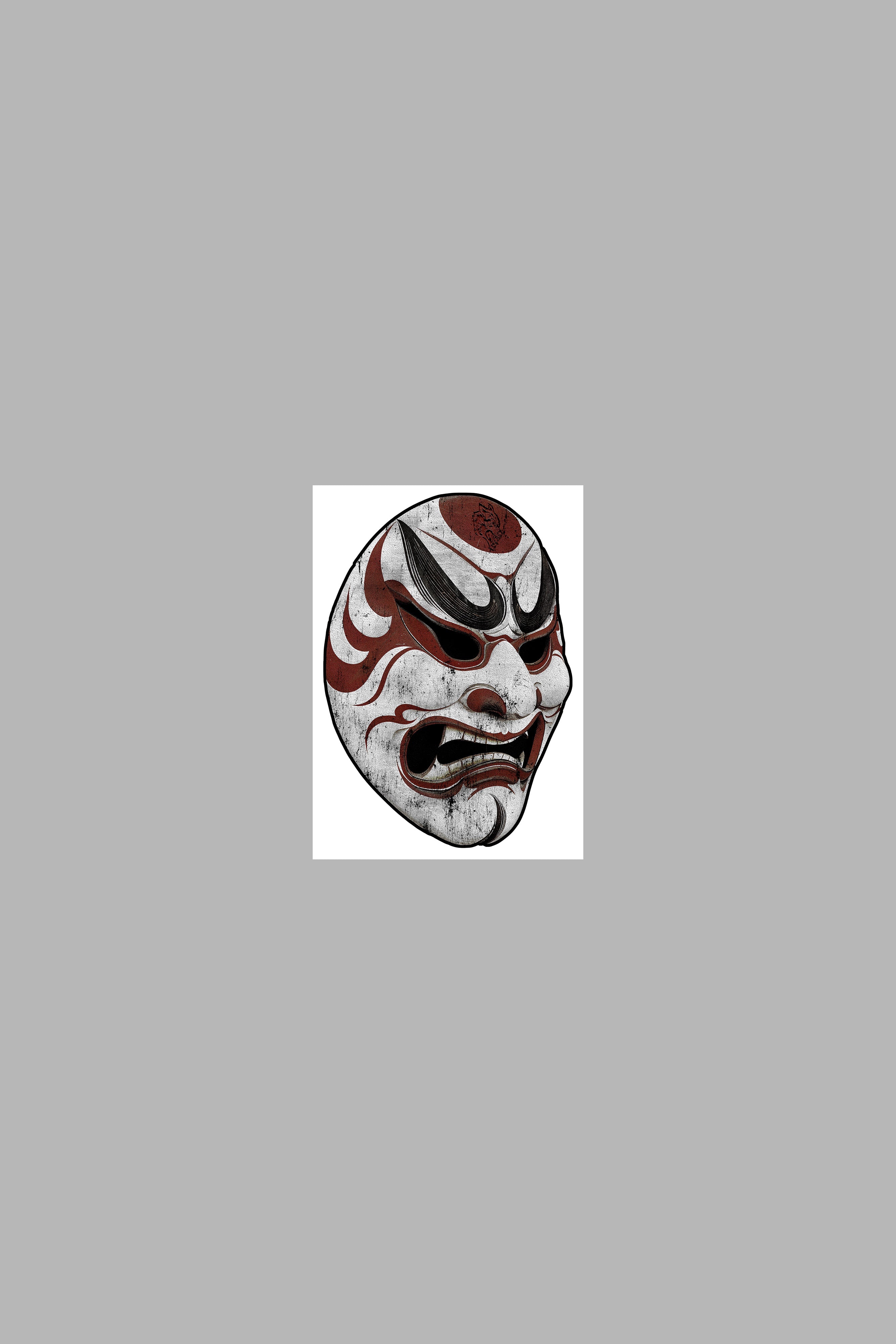 Kabuki Mask Small Sticker in Red