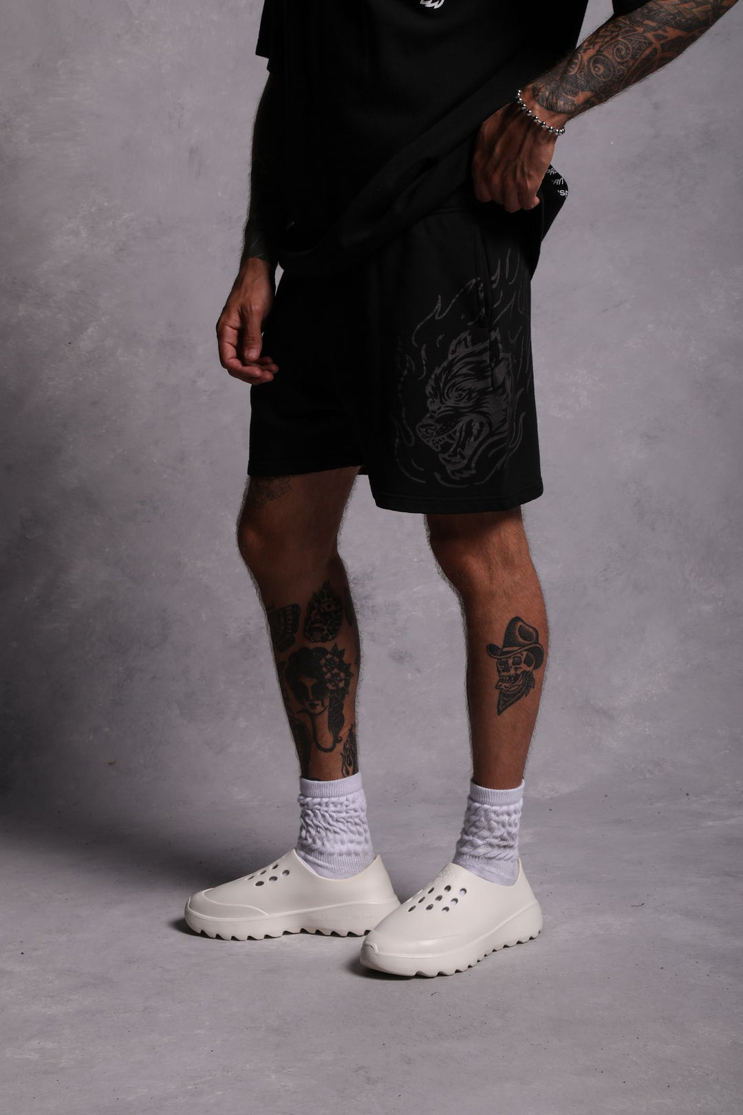 Fired Up Patch Liam Sweat Shorts in Black