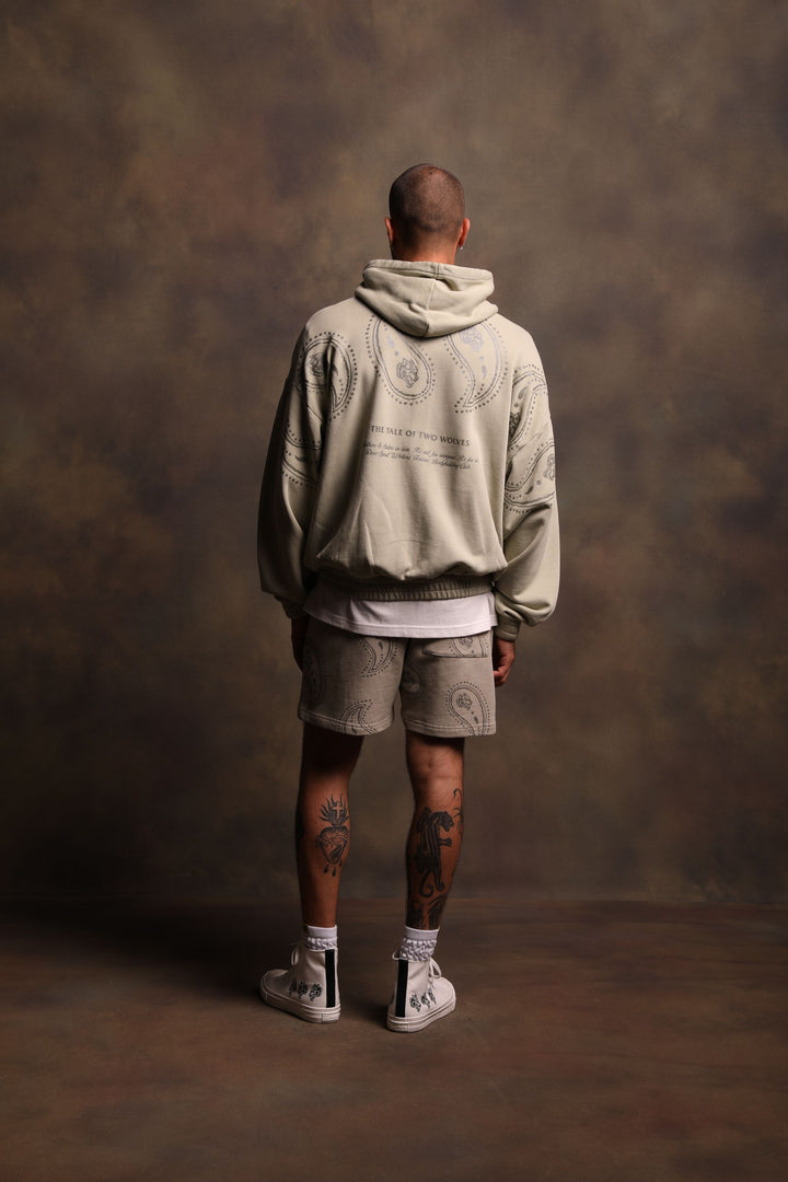 Southwest Paisley "Vintage Chambers" Zip Hoodie in Cactus Gray