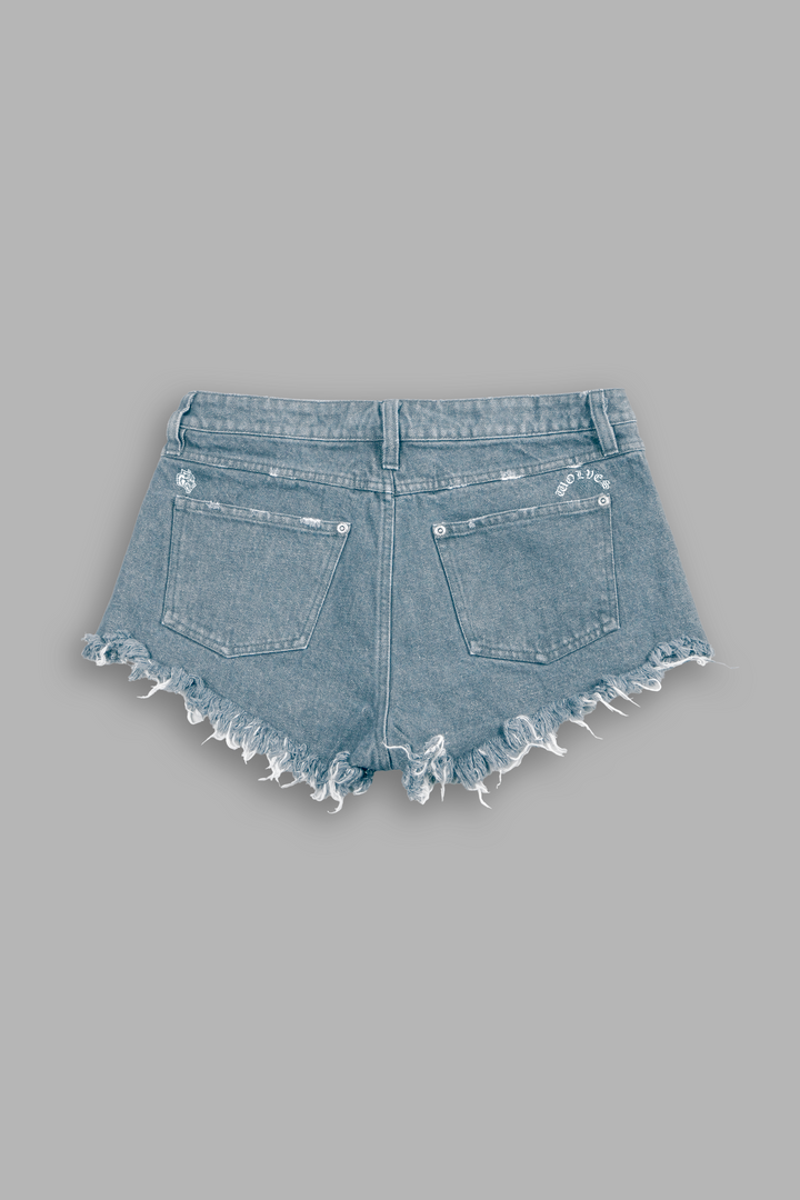 Wolves Chopper Low Rise Cut Off Shorts in Light Wash