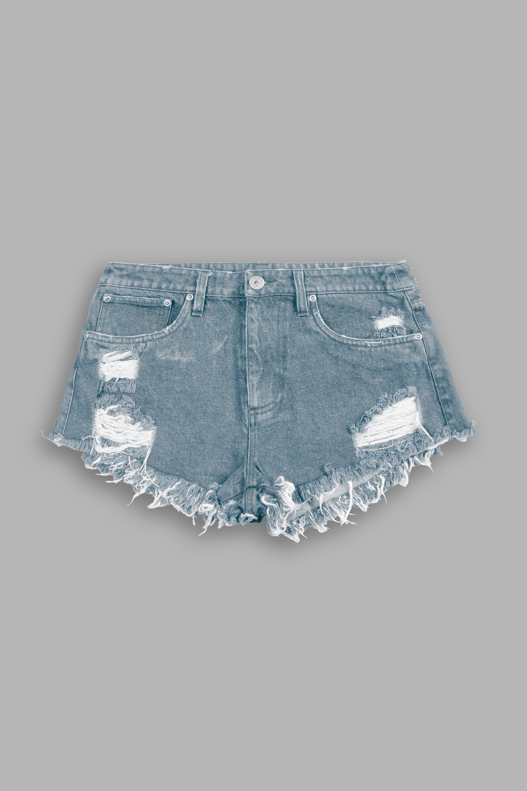 Wolves Chopper Low Rise Cut Off Shorts in Light Wash