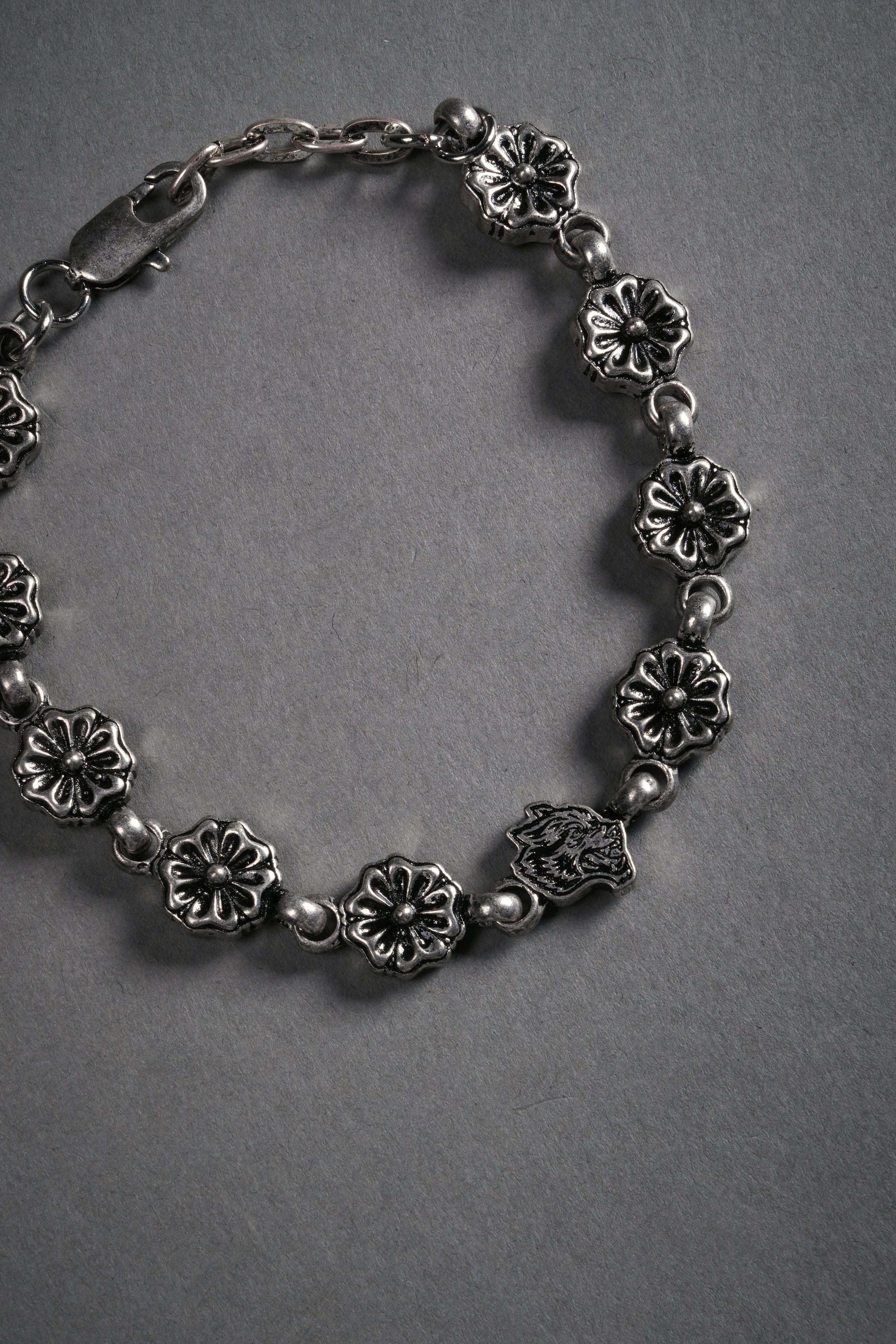 Cherry Blossom Bracelet in Antique Silver
