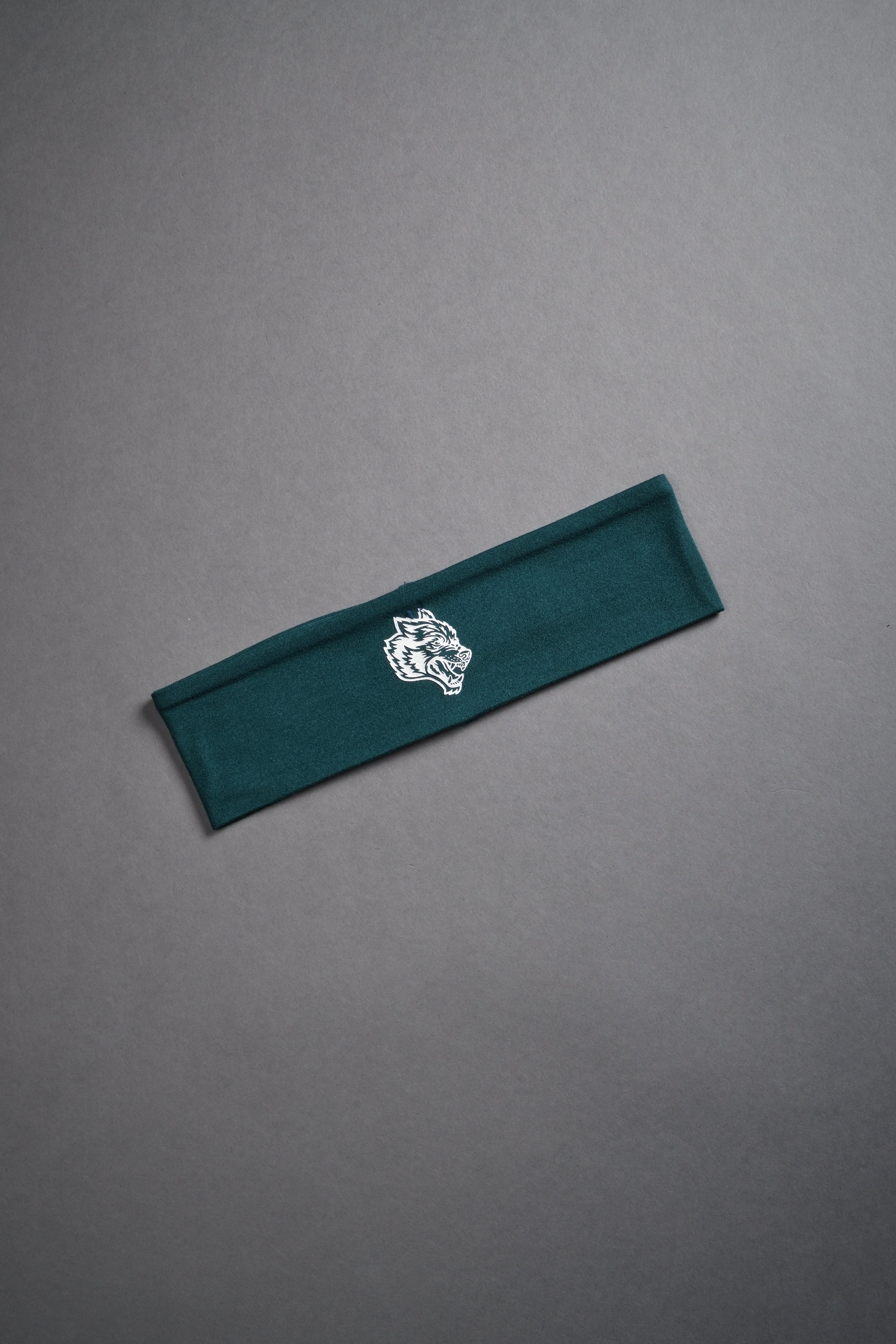 Wolf Head Wide Headband in Norse Green