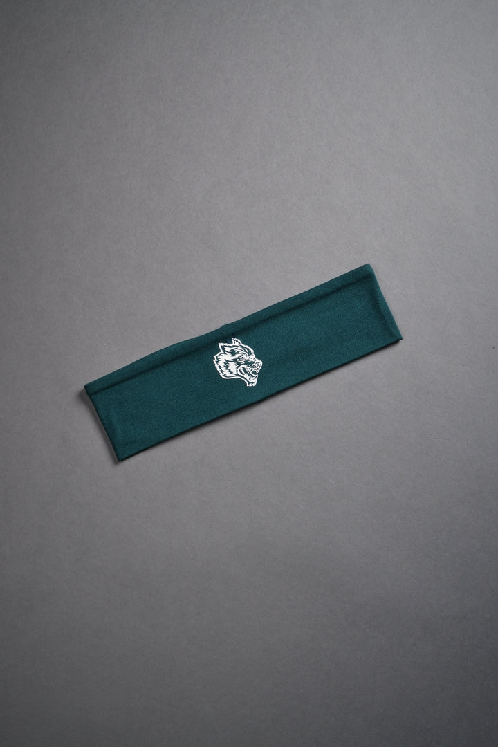 Wolf Head Wide Headband in Norse Green