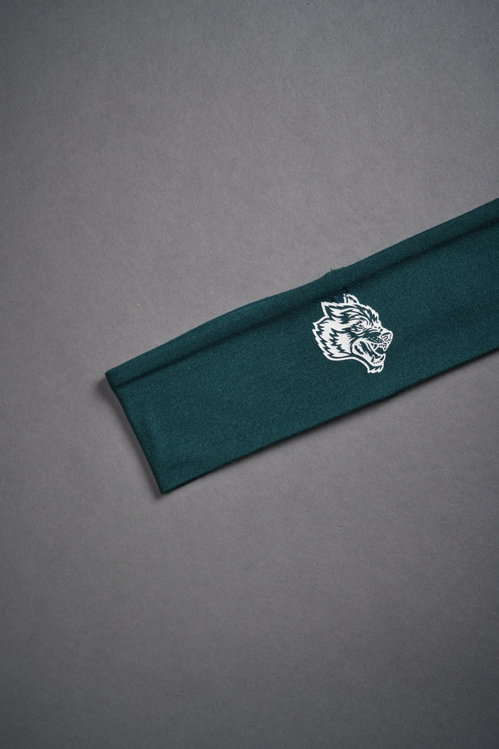 Wolf Head Wide Headband in Norse Green