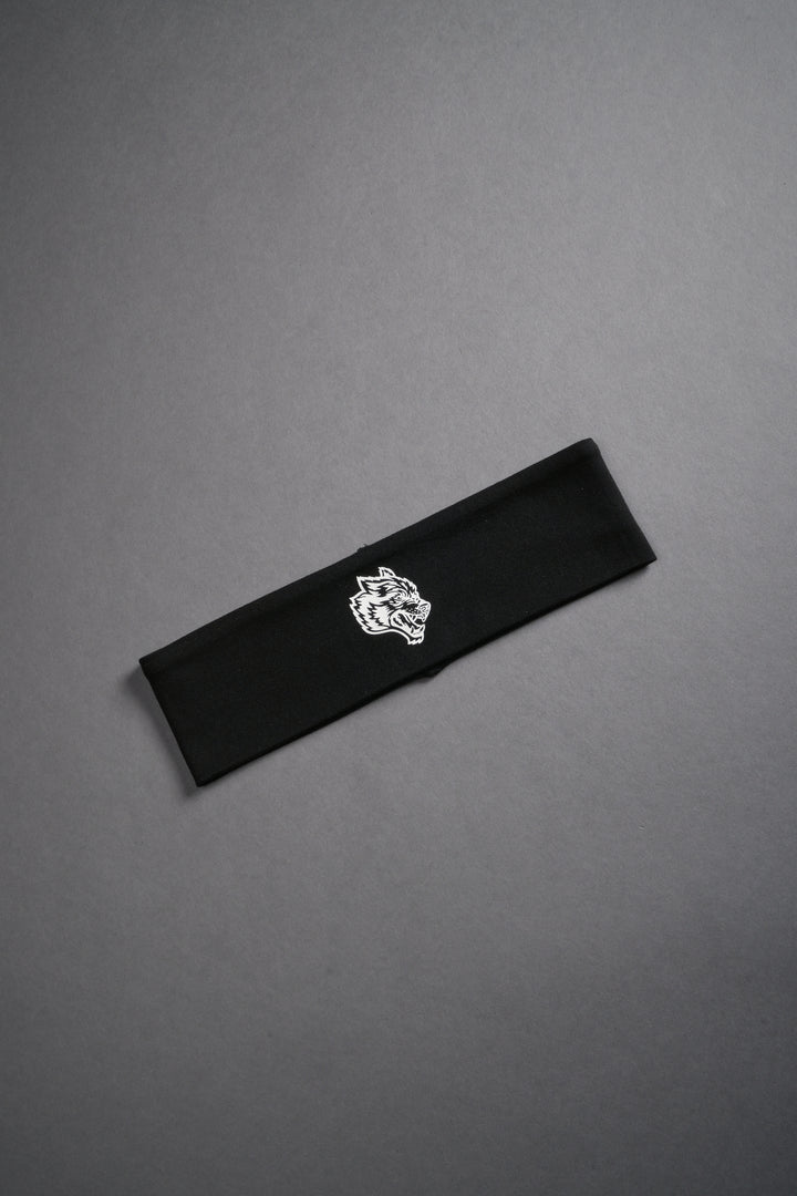 Wolf Head Wide Headband in Black