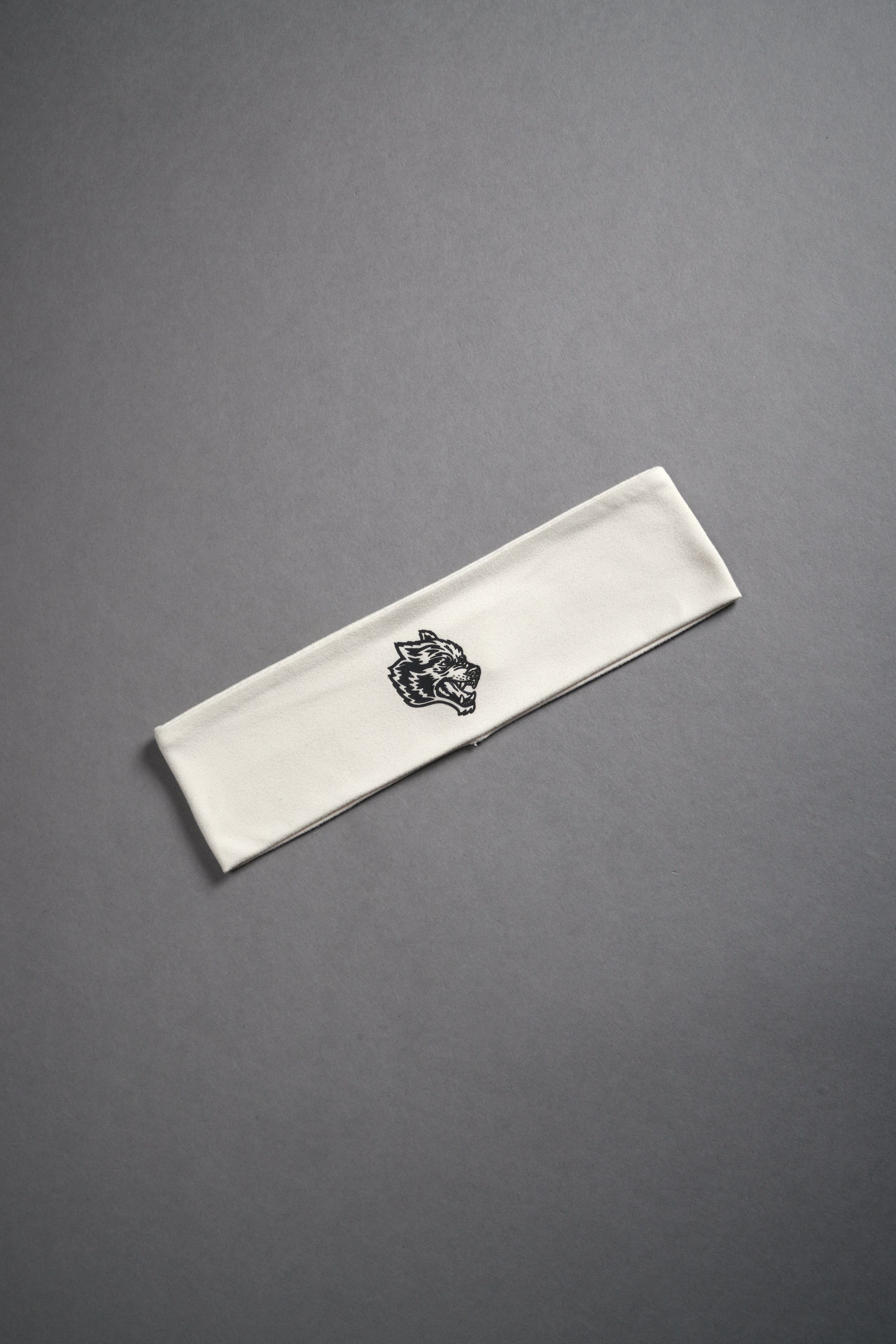 Wolf Head Wide Headband in Cream