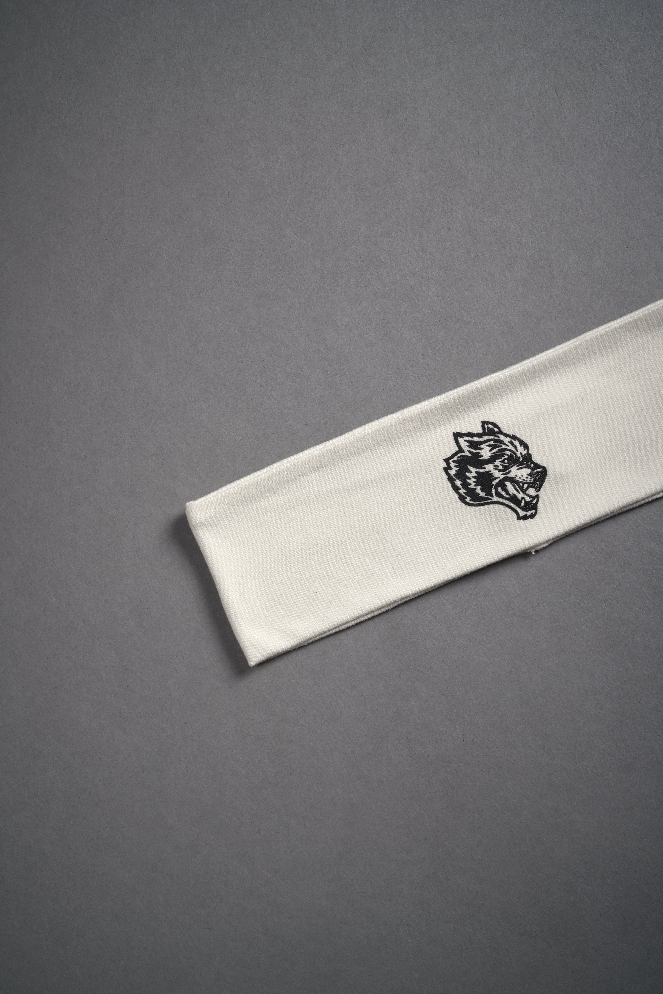 Wolf Head Wide Headband in Cream