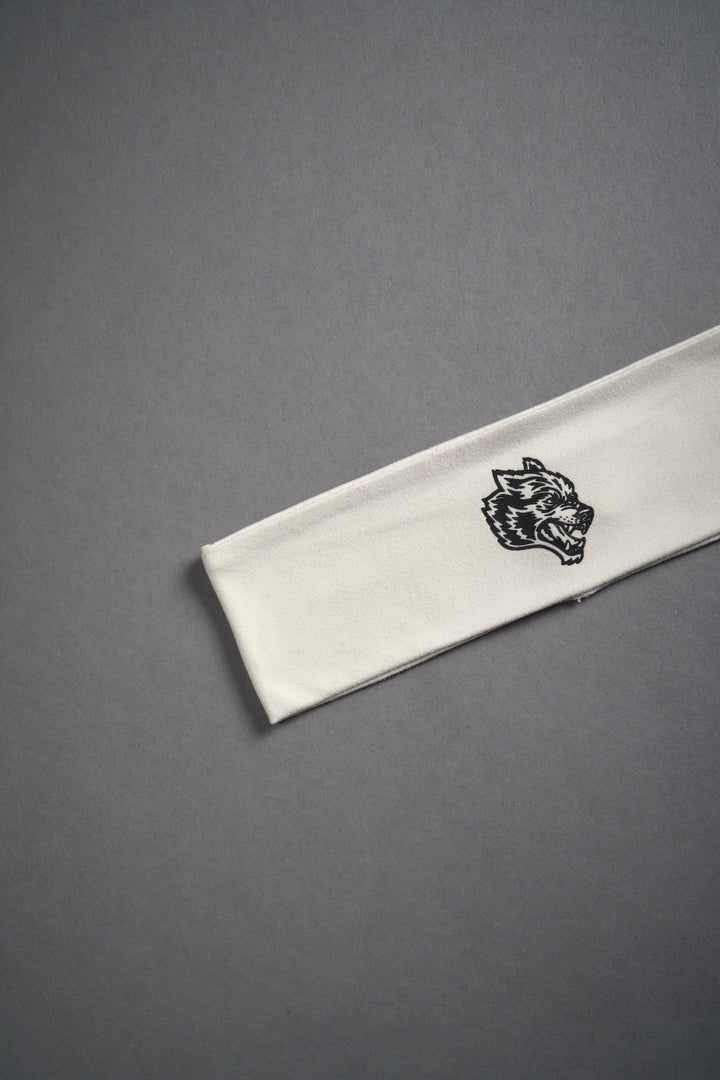 Wolf Head Wide Headband in Cream