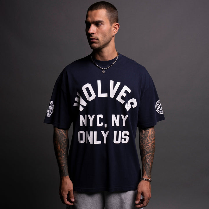 NY Wolves League "Premium" Oversized Tee in Navy